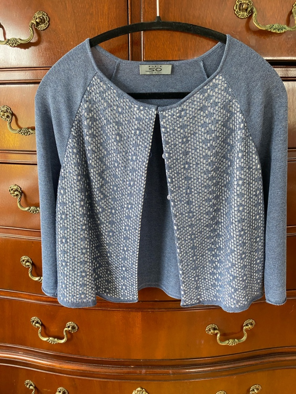 Anthropologie Light Blue Open-Front Knit Cardigan